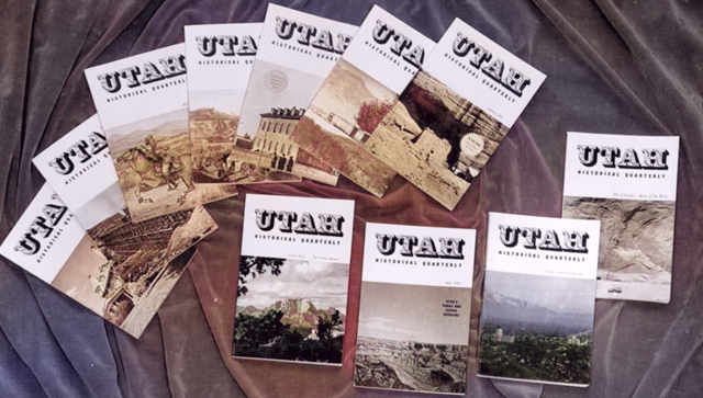 A dated photo of many editions of the Utah Historical Quarterly